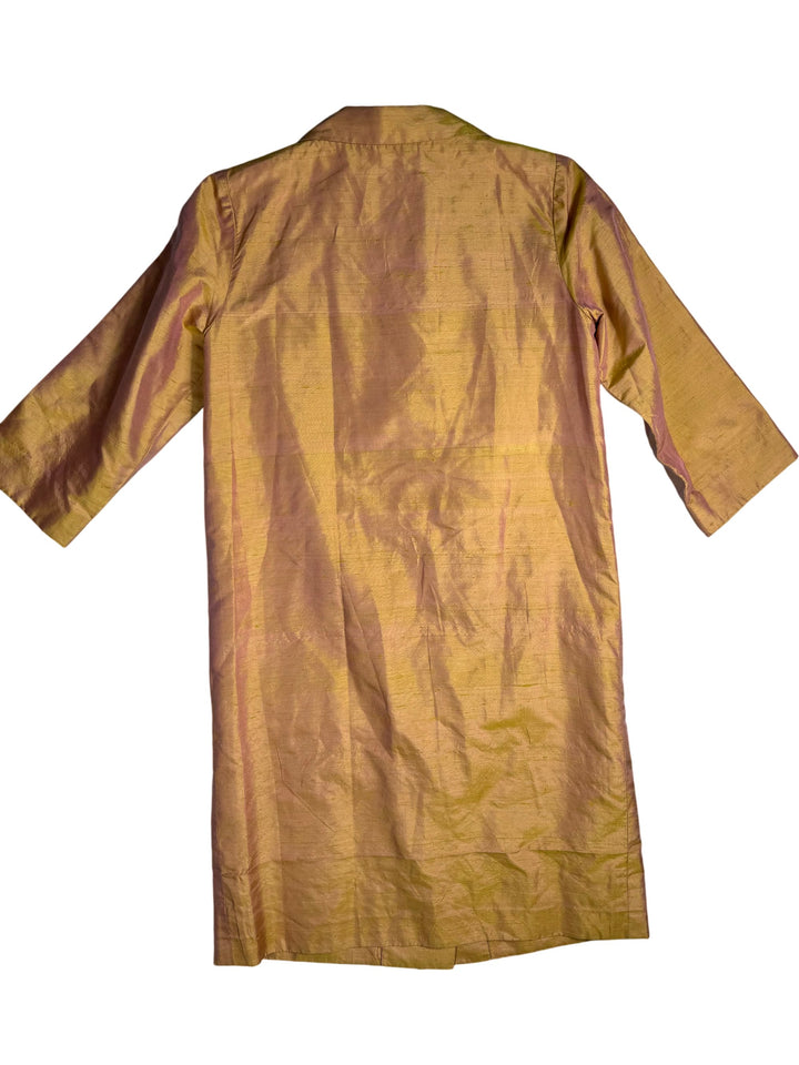 1980s Gold Silk Reworked Coat - M - Think Vintage