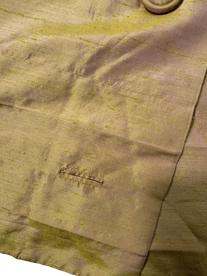 1980s Gold Silk Reworked Coat - M - Think Vintage