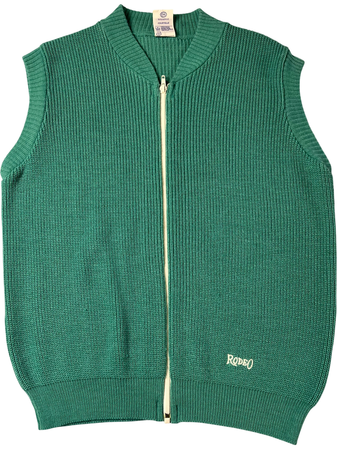 1980s Green Ribbed Zip-Up Vest - Think Vintage