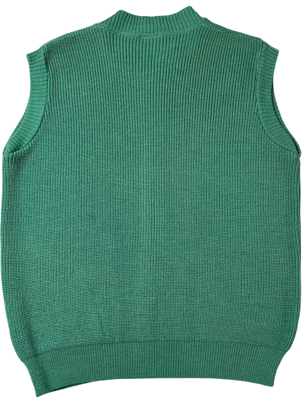 1980s Green Ribbed Zip-Up Vest - Think Vintage