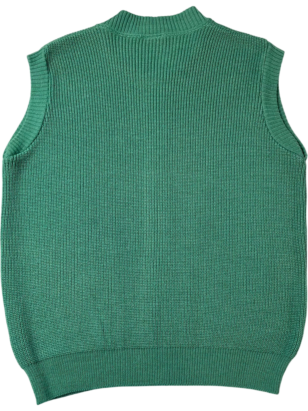 1980s Green Ribbed Zip-Up Vest - L - Think Vintage