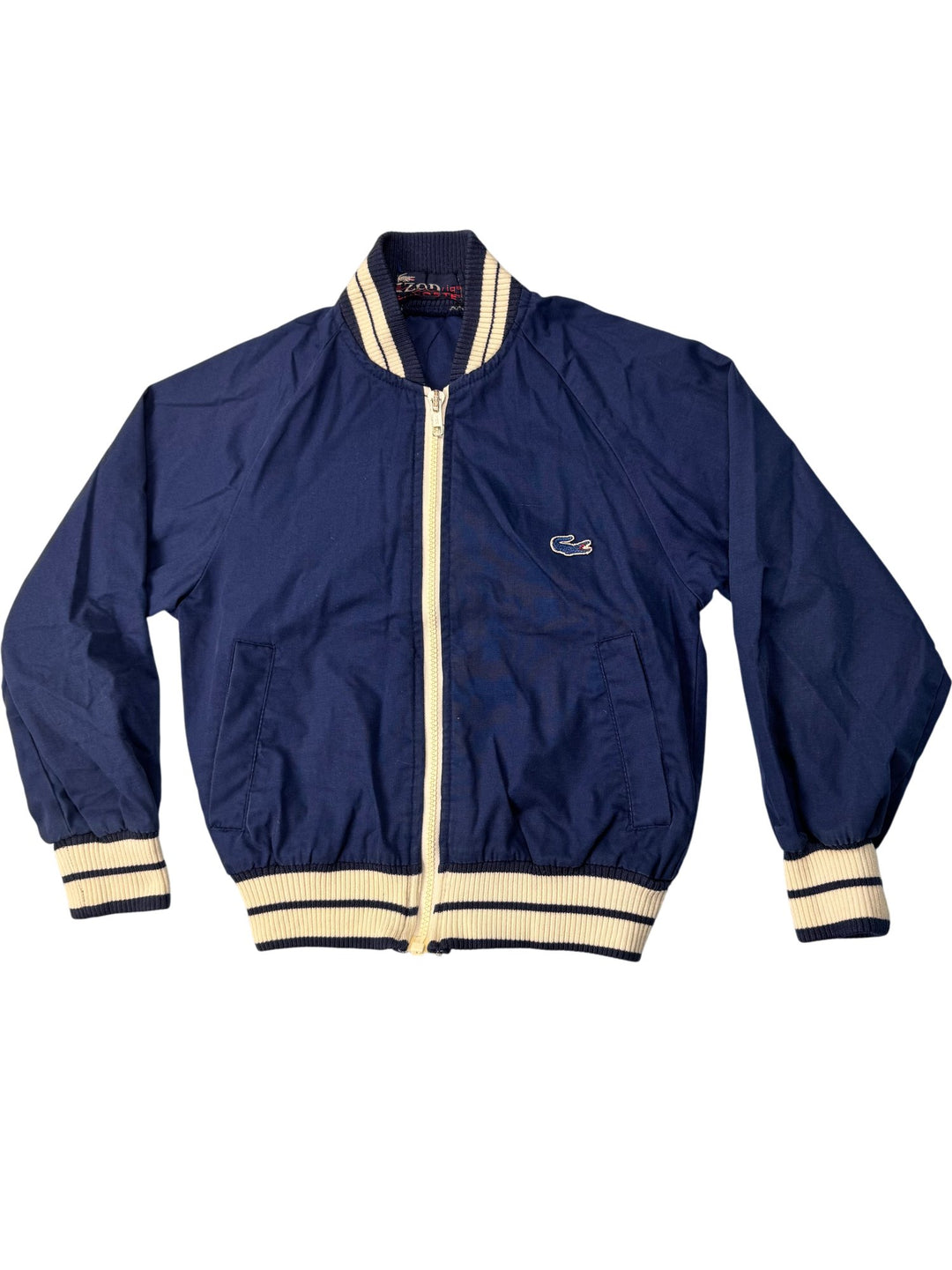 1980s Izod Lacoste Navy Zip Up Jacket - Age 7/8 - Think Vintage ltd