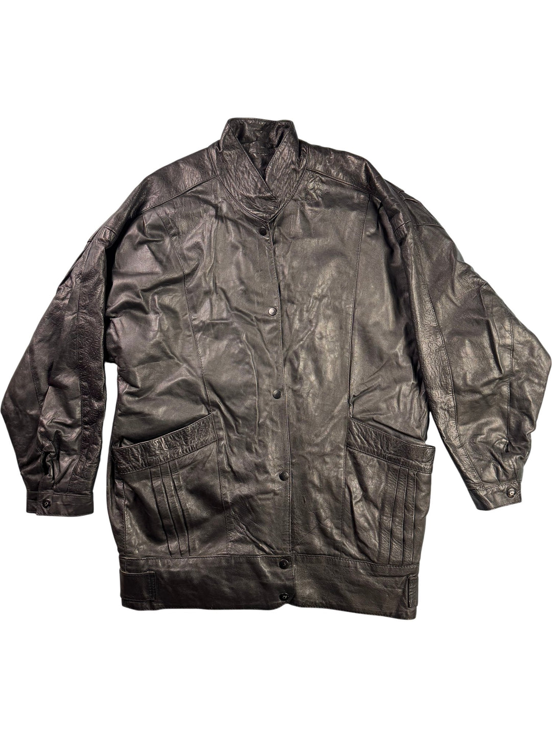 1980s Leather Bomber Jacket - L/XL - Think Vintage ltd