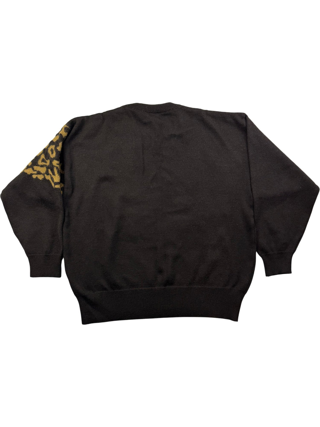 1980s Lucia Black Sweater with Abstract Floral Pattern - Think Vintage Online Ltd