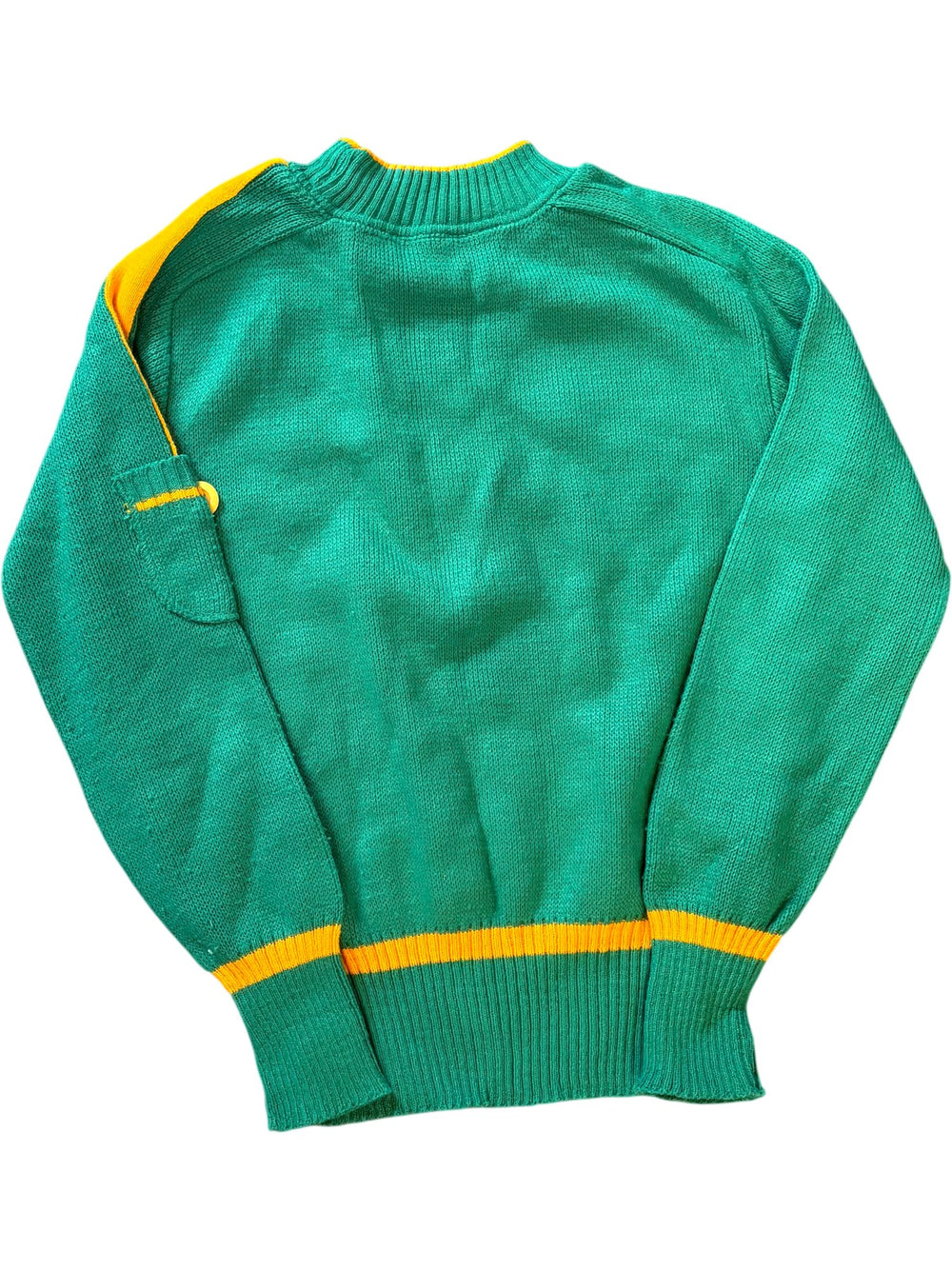 1980s Michael De Leon Kids Jumper Green and Yellow - Age 10/11 - Think Vintage ltd