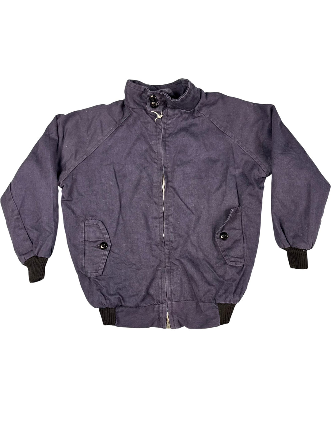 1980s Navy Bomber Jacket with Tartan Lining - Age 12/13 - Think Vintage ltd