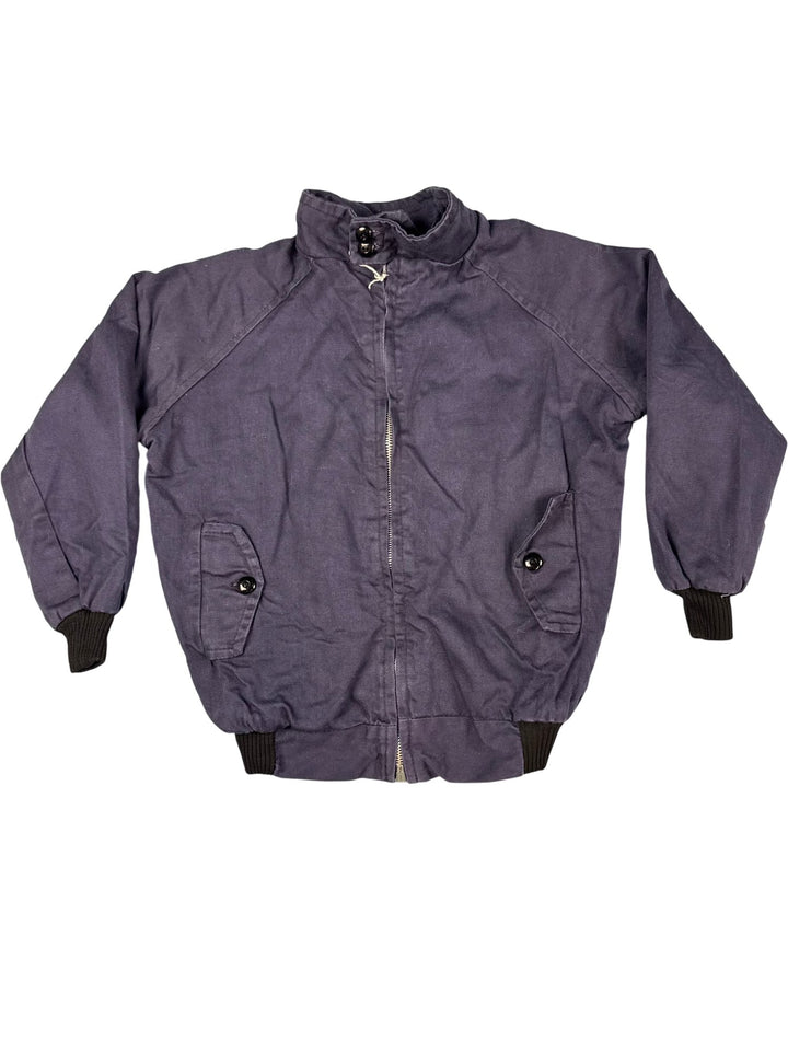 1980s Navy Bomber Jacket with Tartan Lining - Age 12/13 - Think Vintage ltd