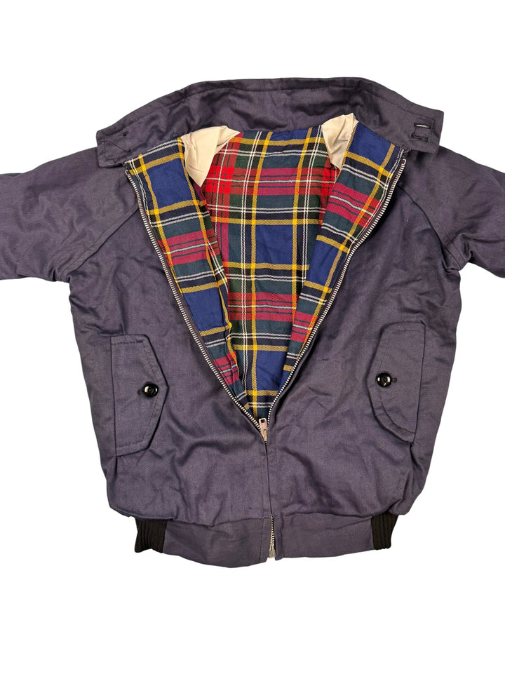 1980s Navy Harrington Jacket with Check Lining - Age 13/14 - Think Vintage ltd
