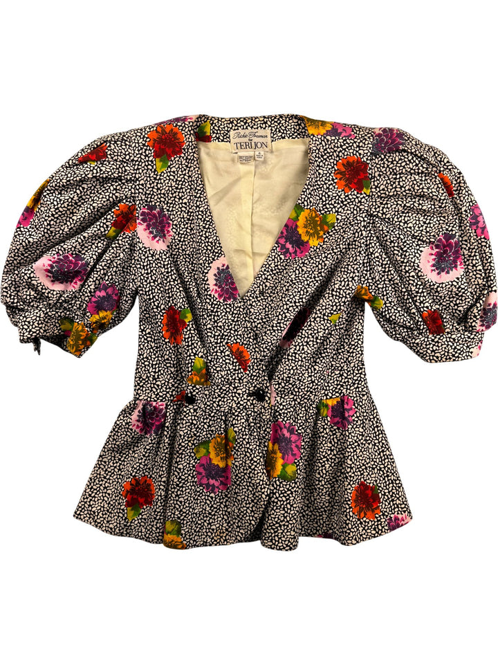 1980s Richie Freeman Terijon Floral Peplum Jacket - S - Think Vintage ltd