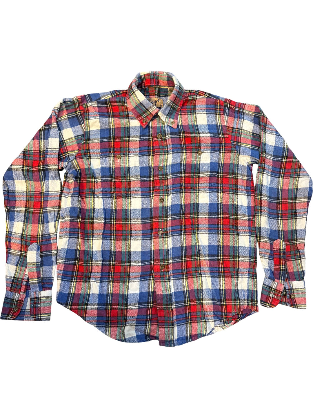 1980s Sears Plaid Long Sleeve Button-Up Shirt - Age 13/14 - Think Vintage ltd