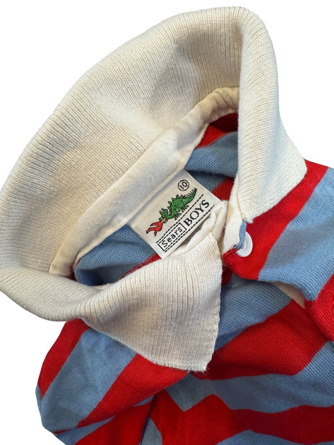 1980s Sears Striped Long Sleeve Rugby Shirt - Age 8/9 - Think Vintage ltd