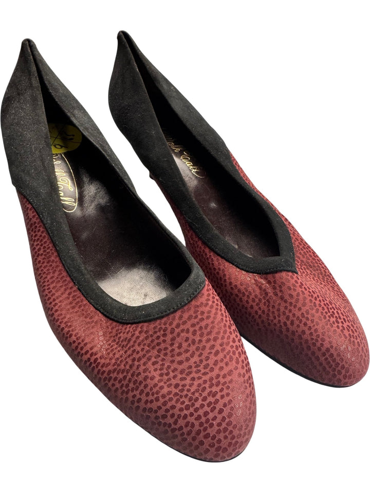 1980s Wall Call Red Black Pumps - 7.5 - Think Vintage ltd