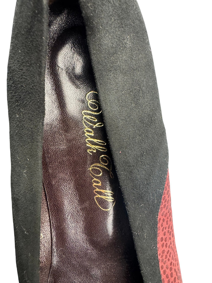 1980s Wall Call Red Black Pumps - 7.5 - Think Vintage ltd