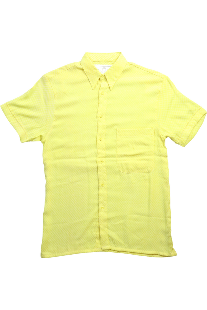 1980s Yellow Checked Short Sleeve Shirt - XL - Think Vintage ltd