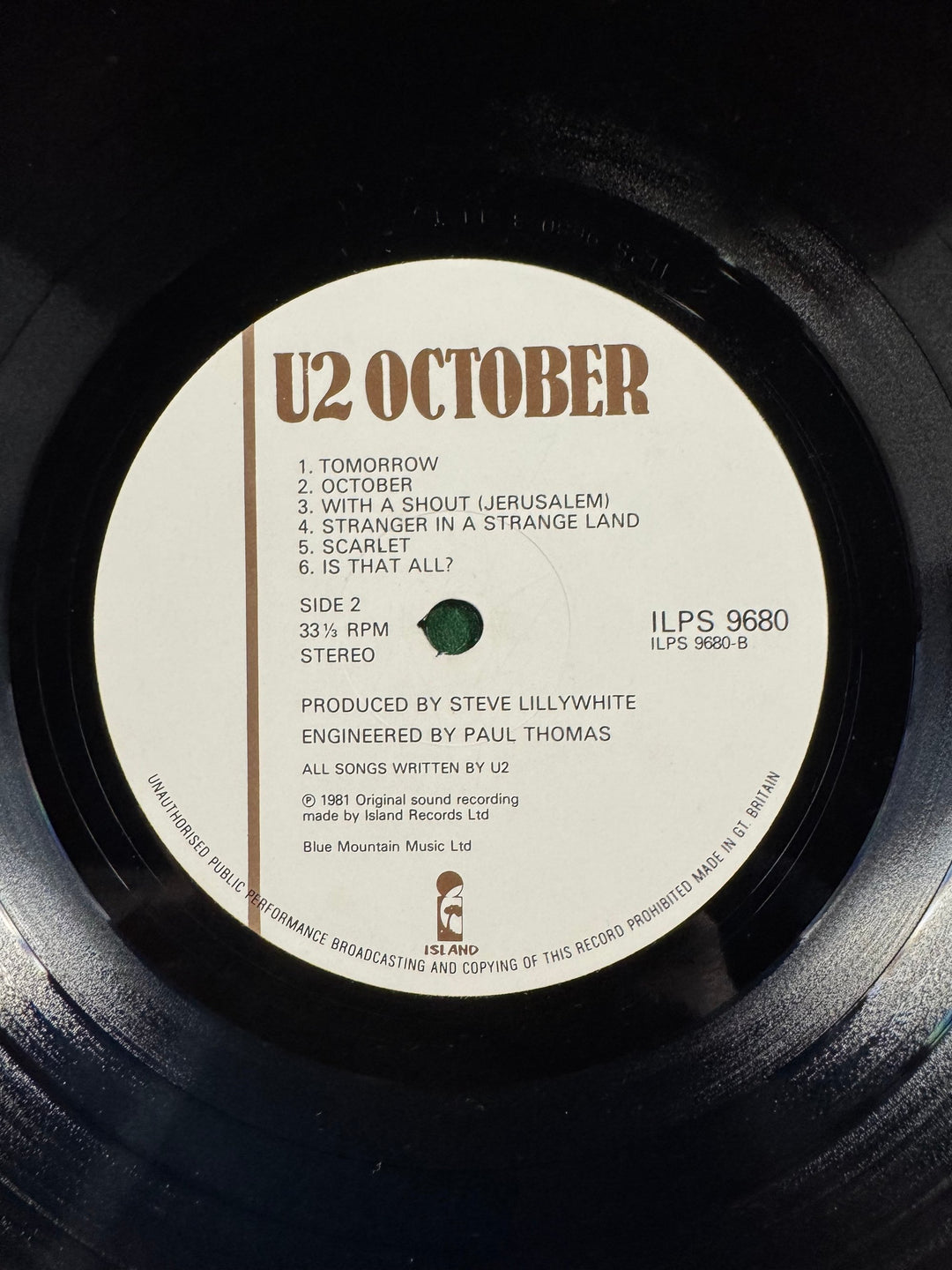 1981 U2 October Vinyl Album - Think Vintage