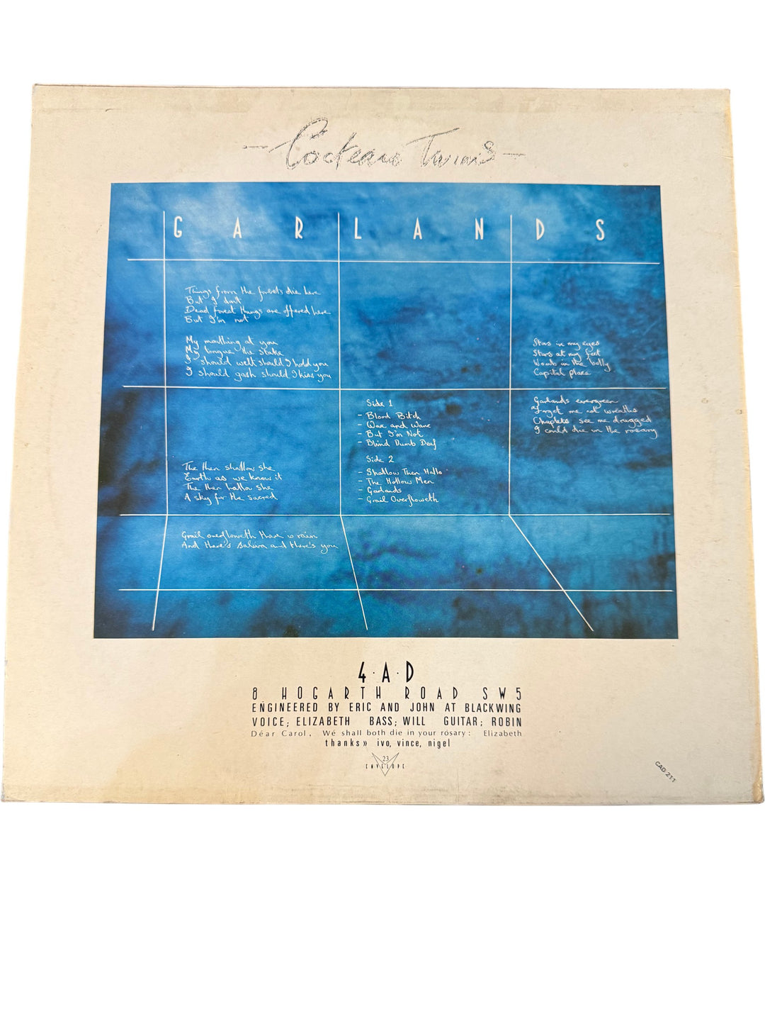 1982 Cocteau Twins Garlands Vinyl Record - Think Vintage Online Ltd
