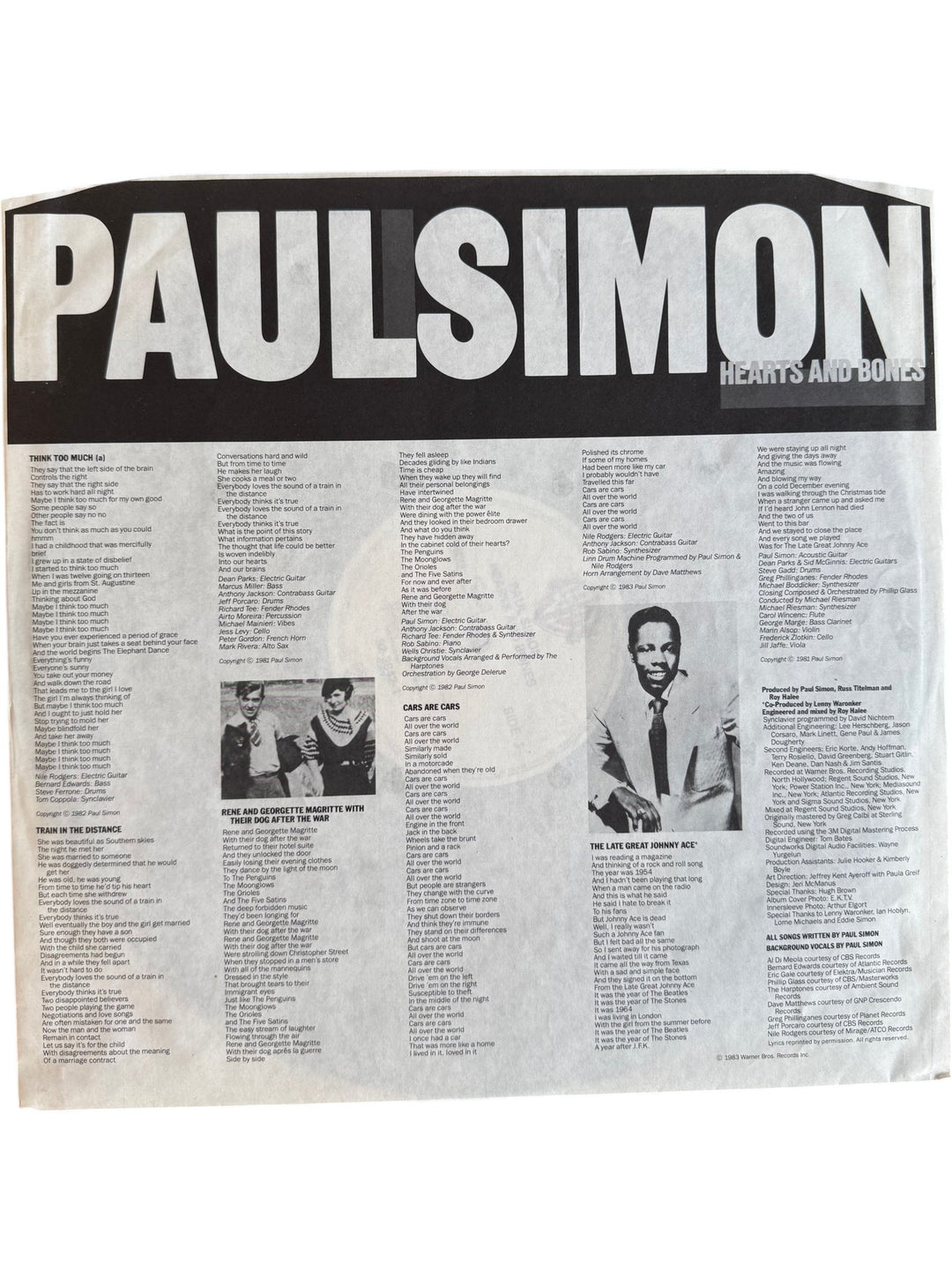 1983 Paul Simon Hearts And Bones Vinyl - Good - Think Vintage ltd