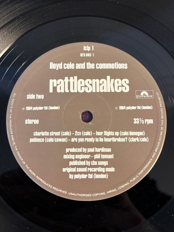 1984 Lloyd Cole and The Commotions Rattlesnakes Vinyl - NM/Mint - Think Vintage ltd