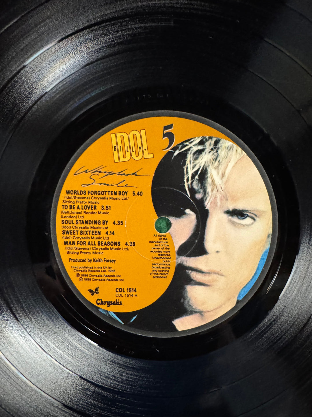1986 Billy Idol Whiplash Smile Vinyl Record - Think Vintage Online Ltd