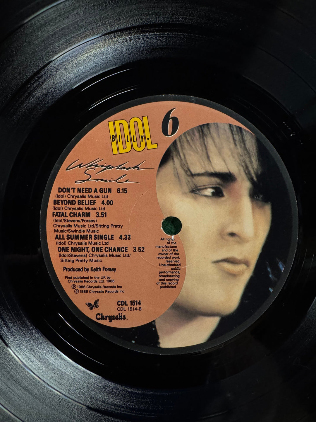 1986 Billy Idol Whiplash Smile Vinyl Record - Think Vintage Online Ltd