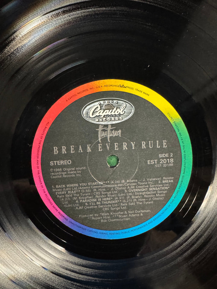 1986 Break Every Rule Vinyl Record by Tina Turner - Think Vintage Online Ltd