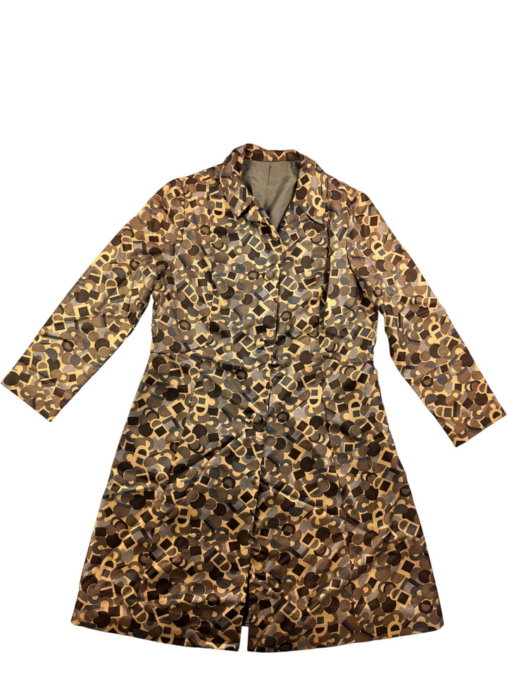Geometric Patterned Long Trench Coat - S