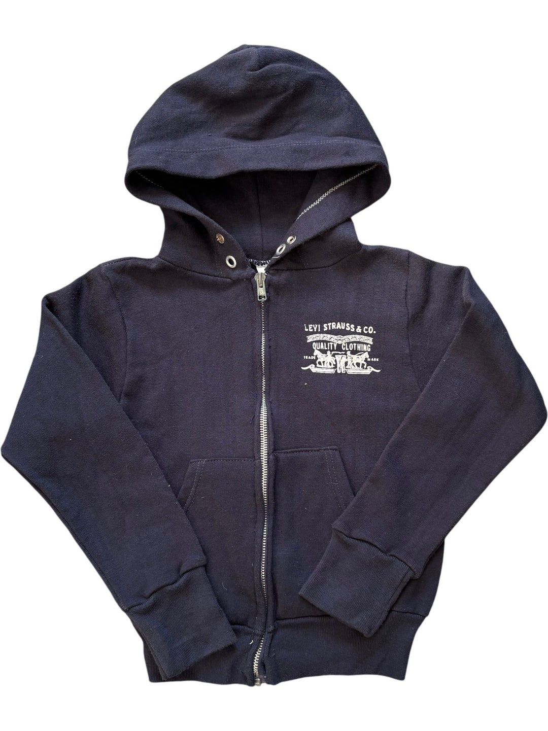1990's Levi Strauss & Co. Navy Zip-Up Hoodie - Age 3-4 - Think Vintage ltd