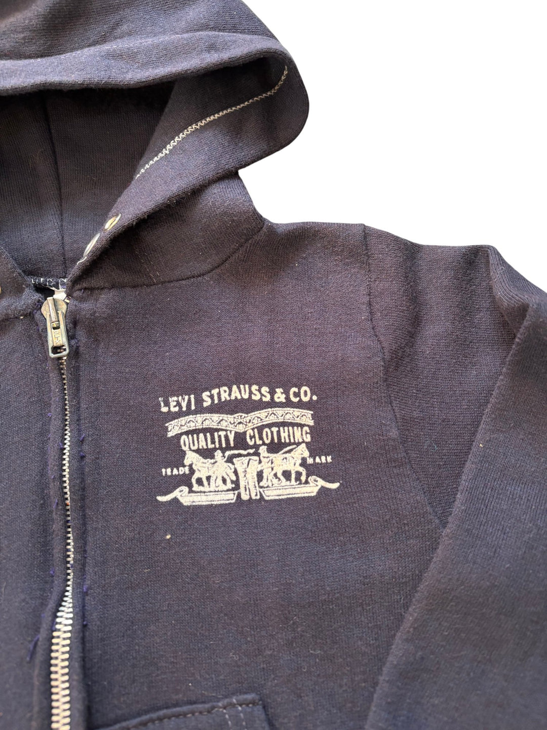 1990's Levi Strauss & Co. Navy Zip-Up Hoodie - Age 3-4 - Think Vintage ltd