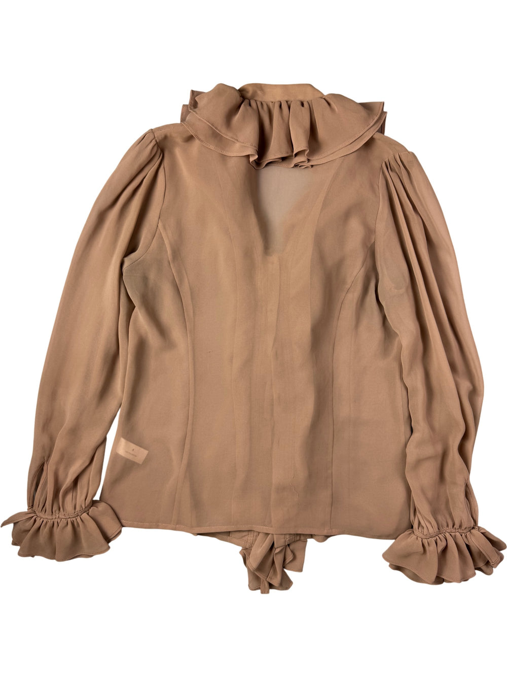 1990s Biba Ruffled Long Sleeve Blouse - S - Think Vintage