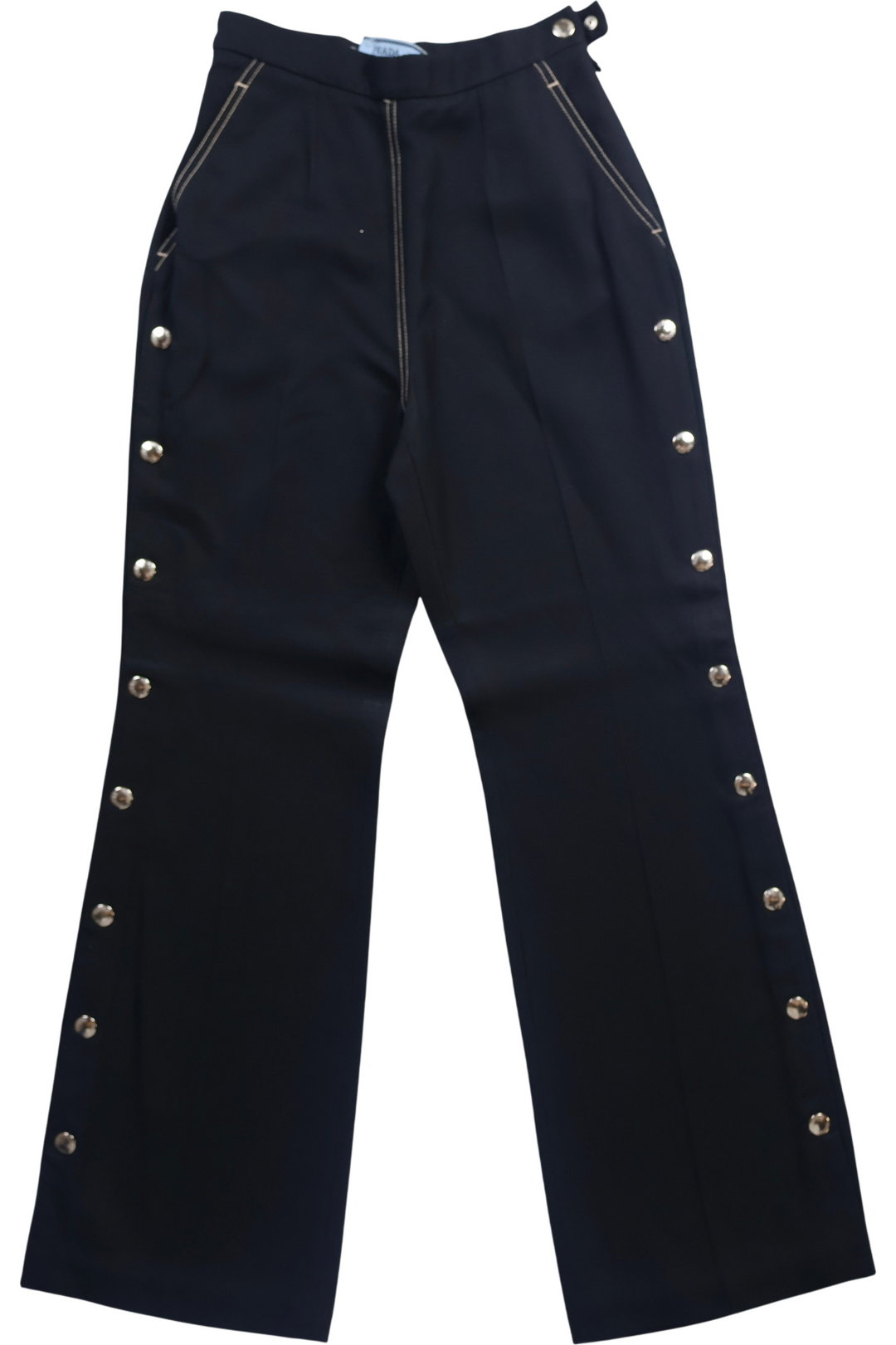1990s Prada Sailor Trousers With Button Detail - W25 L30 - Think Vintage Online Ltd