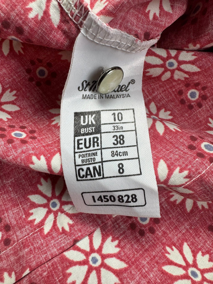 1990s St. Michael Floral Red Shirt - Think Vintage