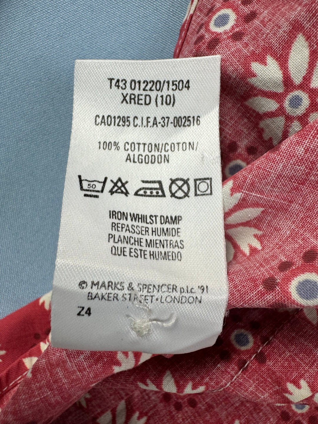 1990s St. Michael Floral Red Shirt - Think Vintage