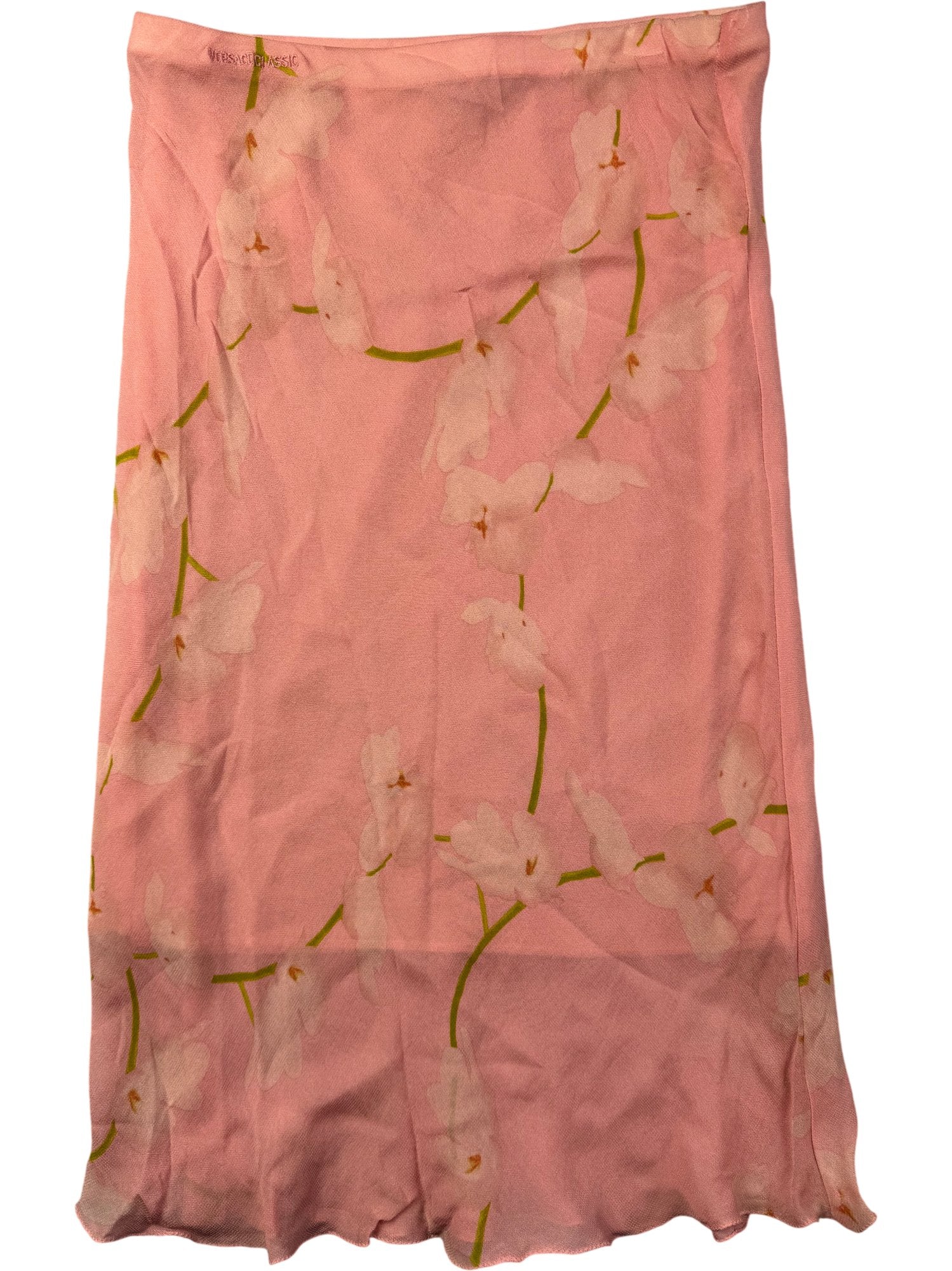 1990s Versace Classic Pink Floral Skirt - W28 - Think Vintage ltd