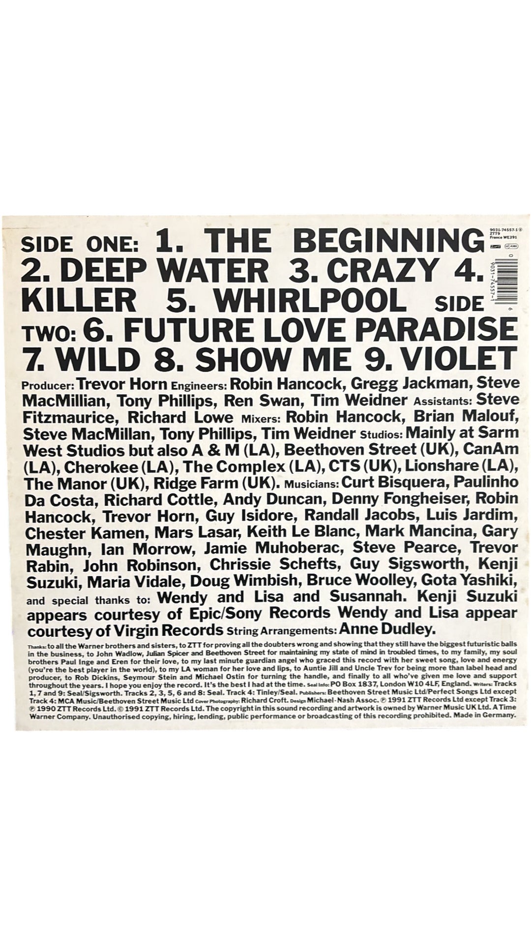 1991 Self-Titled Vinyl LP Album