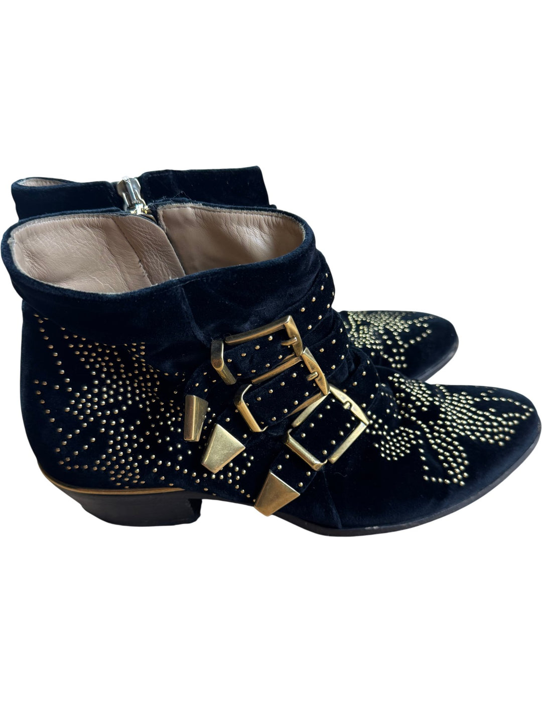Chloe Studded Suede Buckle Ankle Boots - 4