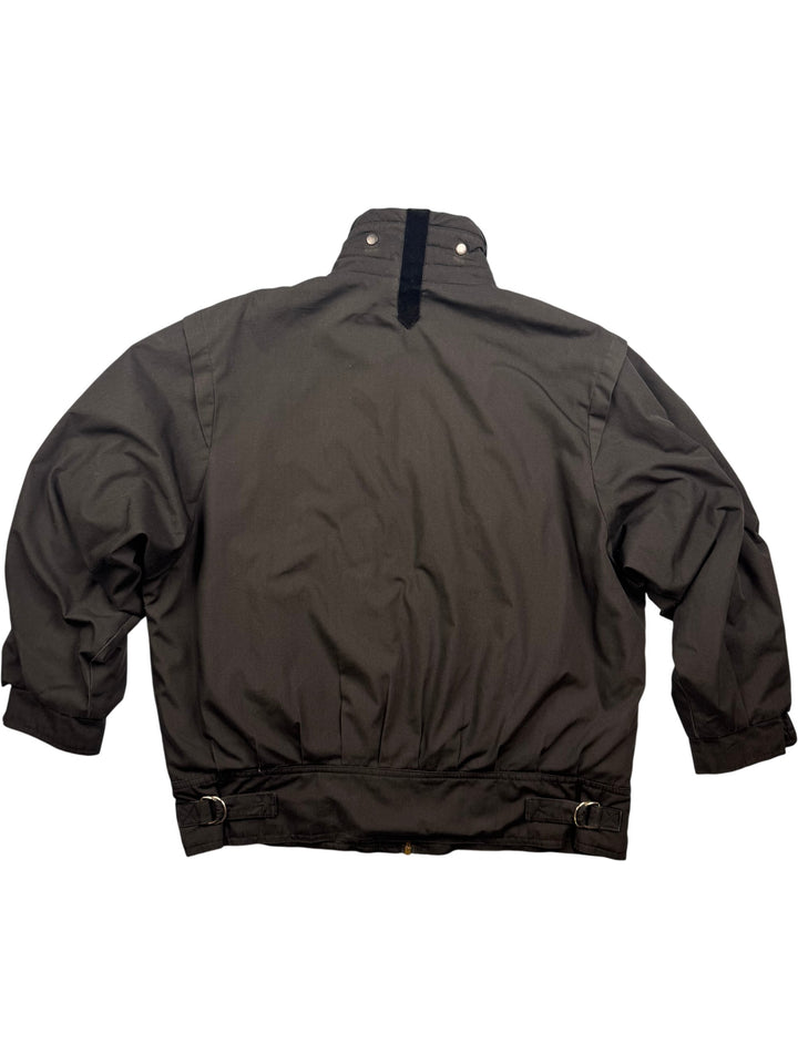 Dark Bomber Jacket with Zipper Details - M