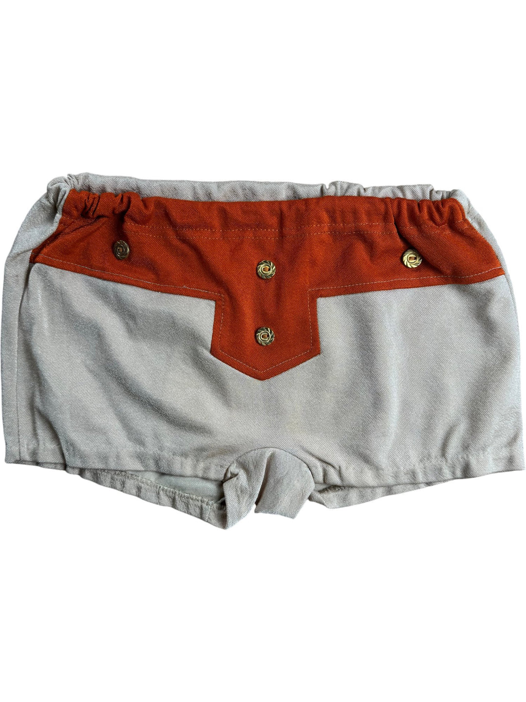 Retro Beige and Orange Shorts with Button Accents - W26-32