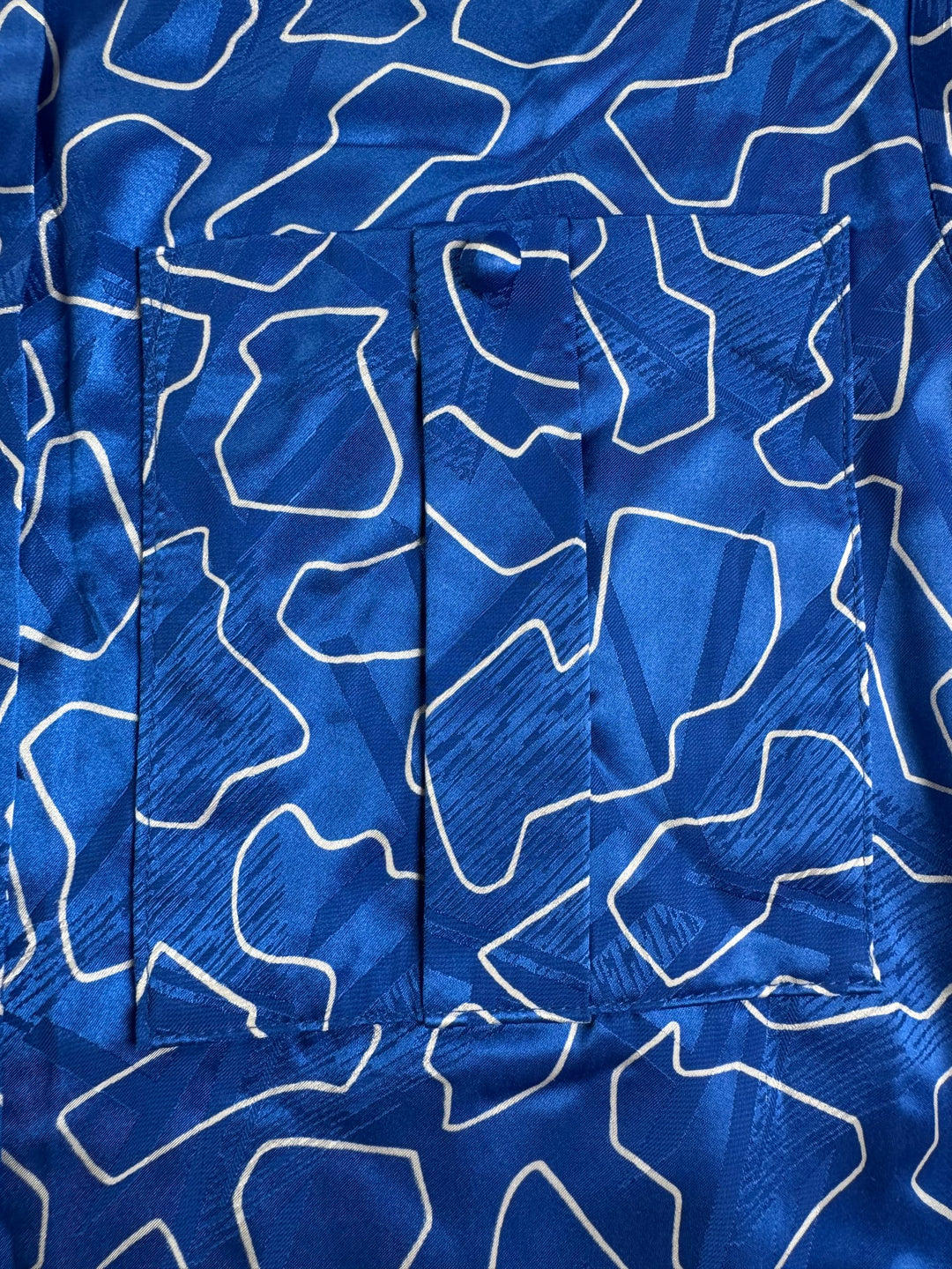 Blue Geometric Long Sleeved Shirt - M