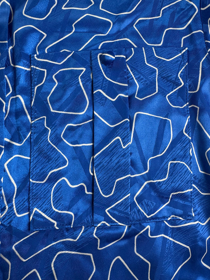 Blue Geometric Long Sleeved Shirt - M