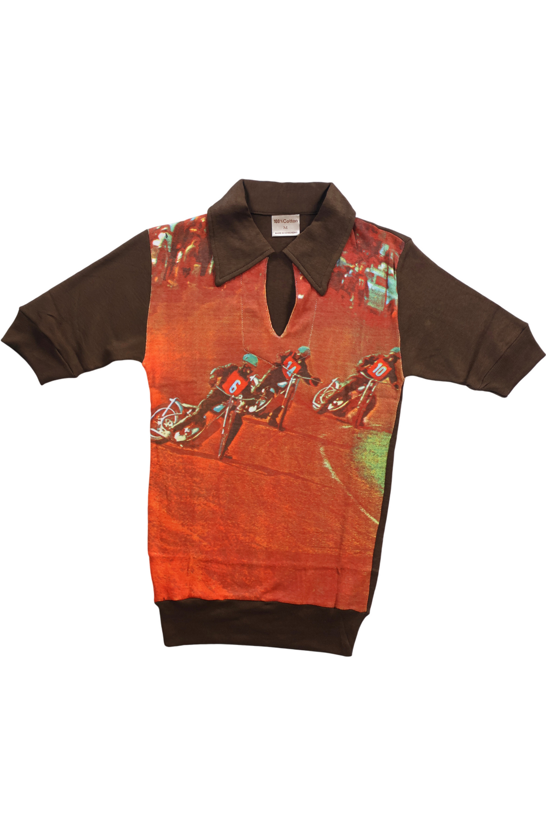 1970s Speedway Graphic Cotton T-Shirt - S - Think Vintage
