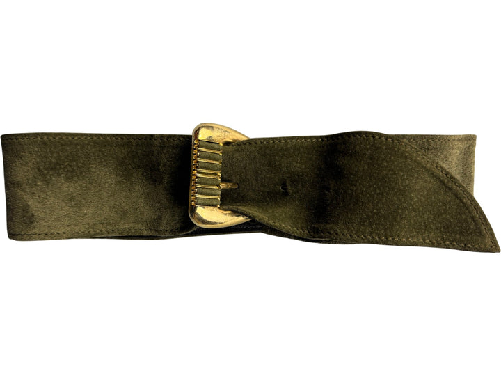 Fashionways Real Leather Belt with Gold Buckle