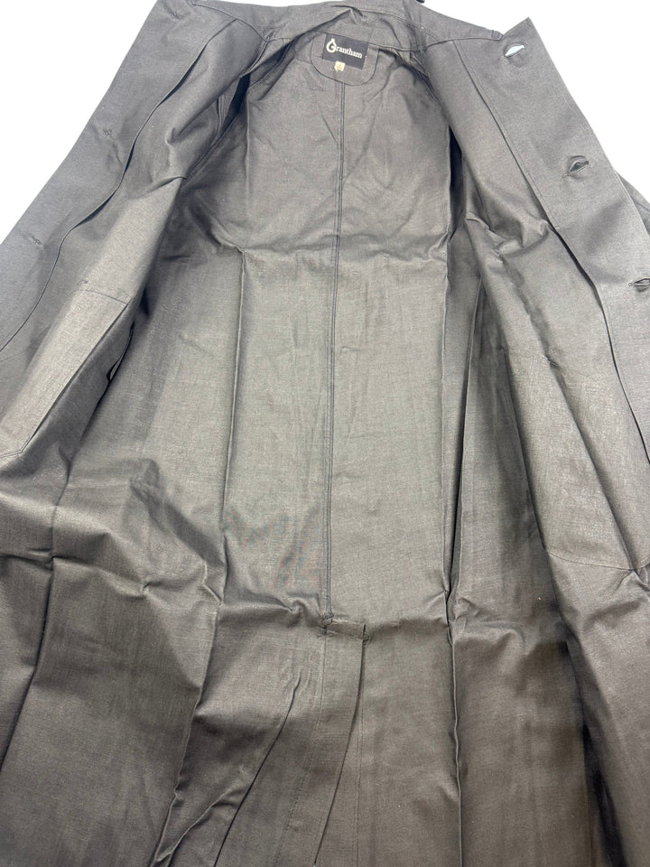 Grantham Long Tailored Black Trench Coat - S - Think Vintage