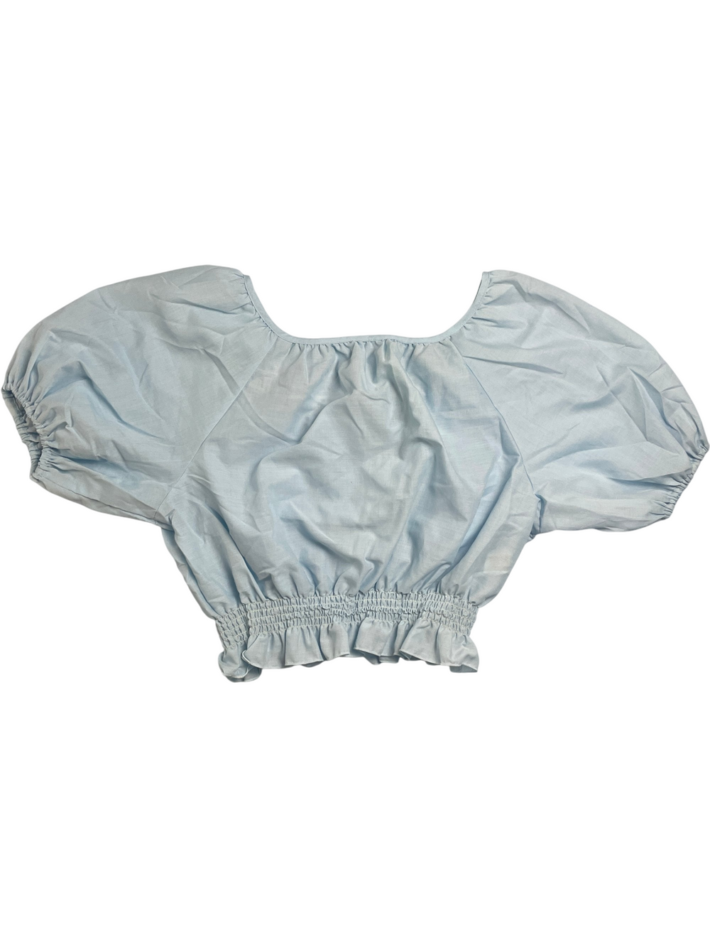 1960s Baby Blue Bardot Smocked Top - Think Vintage