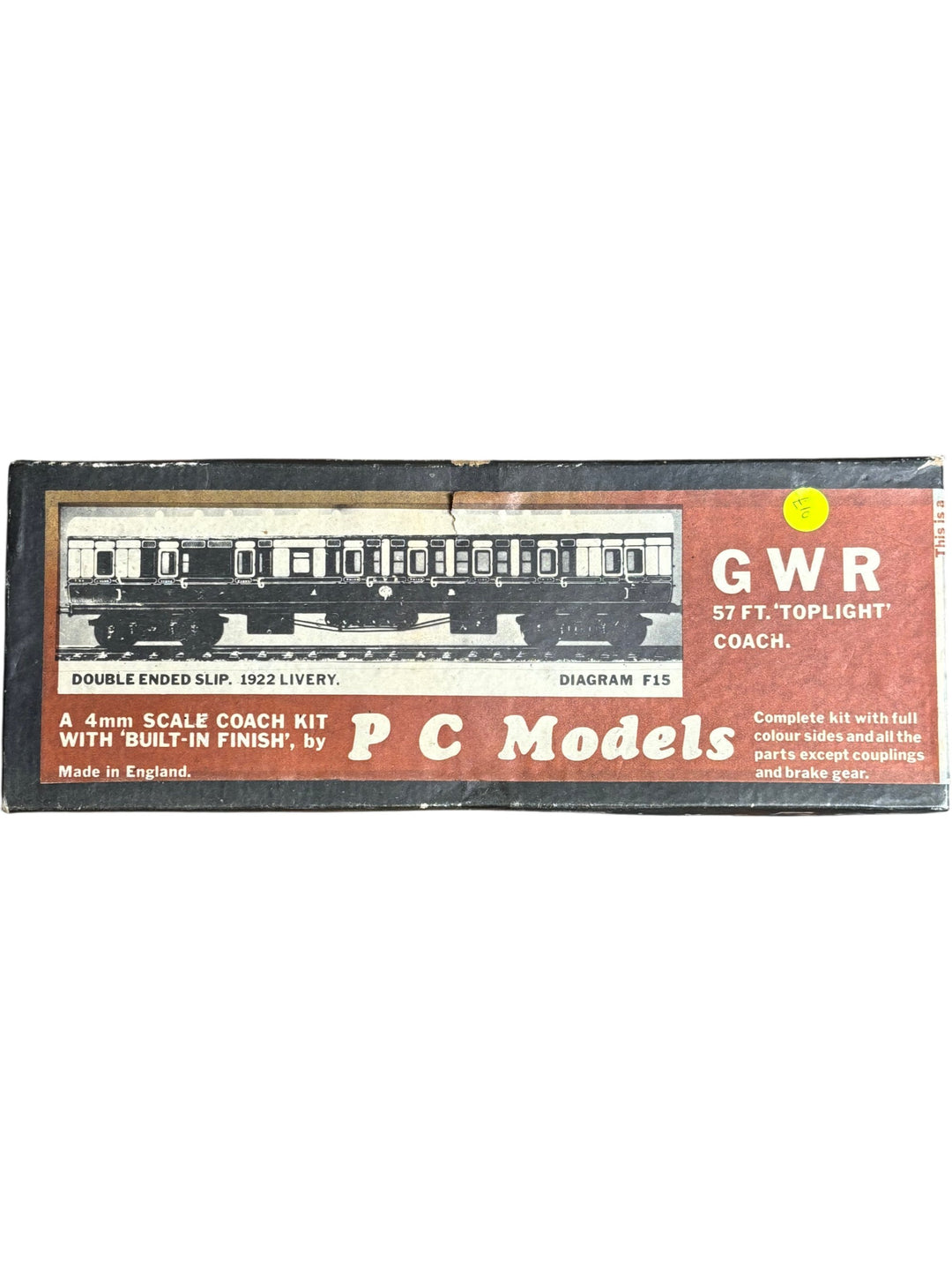PC Models GWR 57ft Toplight Coach 4mm Scale 1922 Livery - Think Vintage