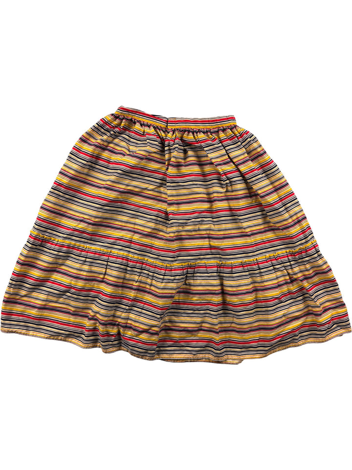 Striped Multicolour Gathered Skirt - XS