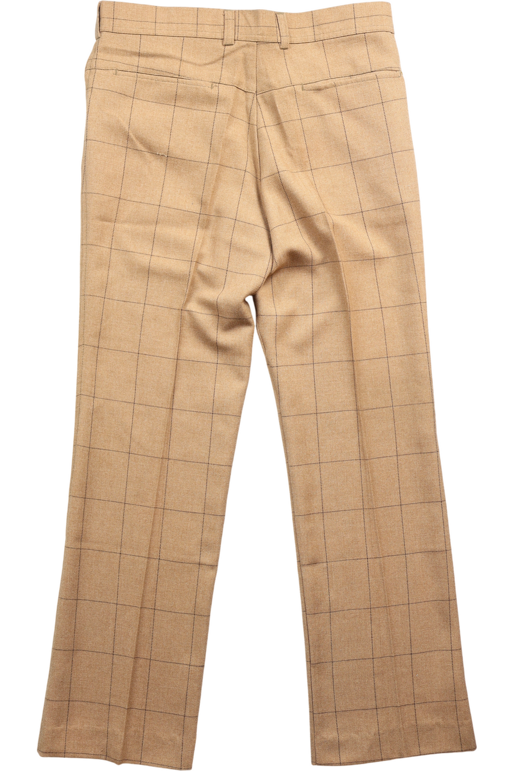 1970s Beige Checkered Straight Leg Trousers - Think Vintage