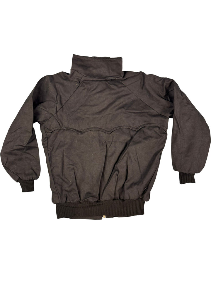 1980s Black Bomber Jacket With Tartan Lining - Age 8/9