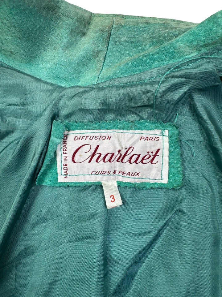 1980s Green Suede Military Style Jacket - S - Think Vintage