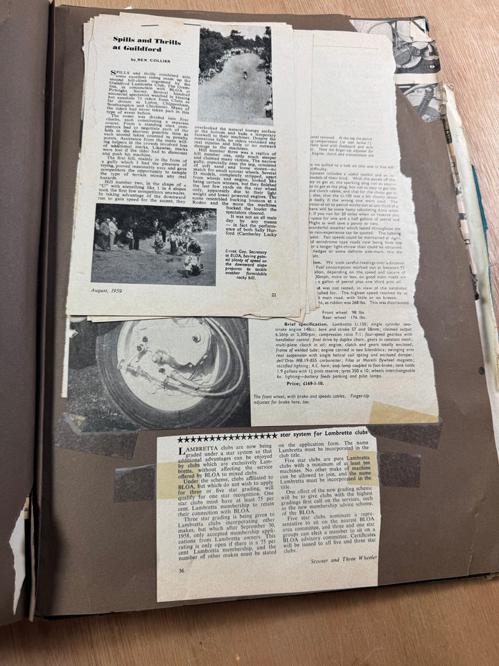 Vintage Scooter Archive Scrapbook – Original Photos, Newspaper Cuttings, Posters & Ephemera
