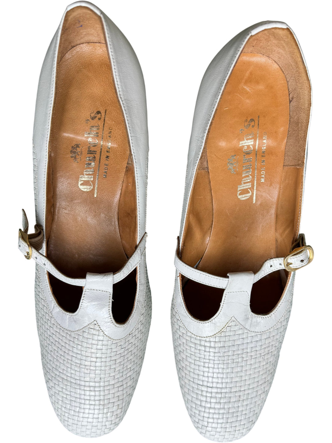 1960s Church's White Leather Mary Jane Shoes - 7 - Think Vintage